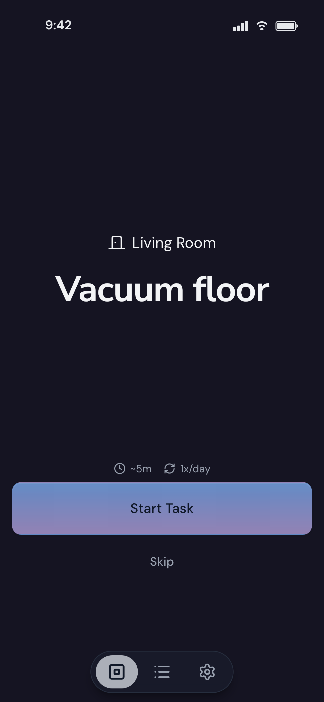 FreshChores app showing a task