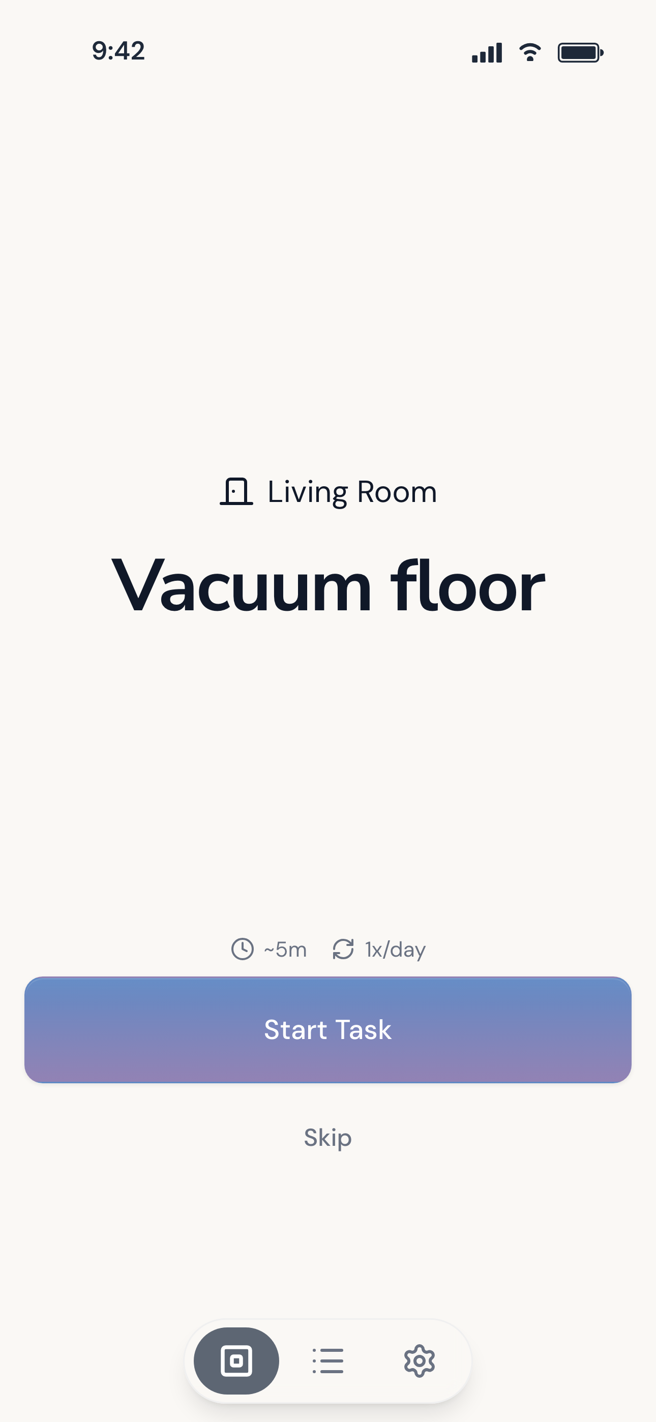FreshChores app showing a task